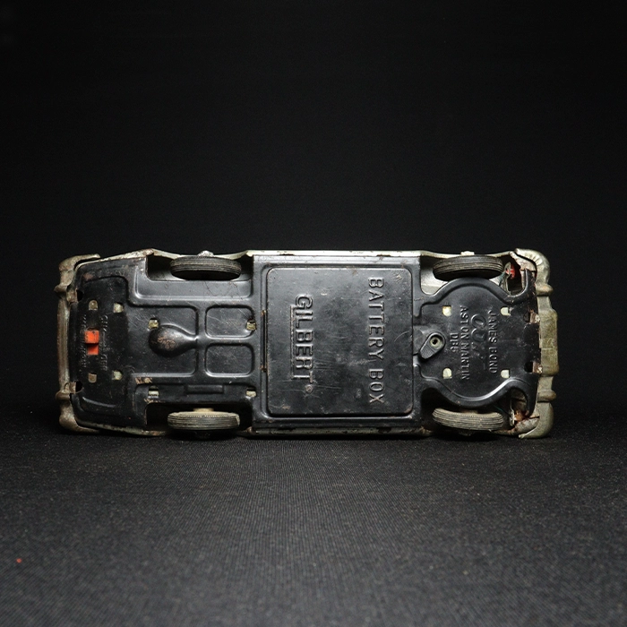 tin toy aston martin car bottom view